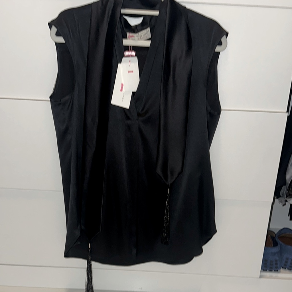 Maison Common Black Stretch Silk Charmeuse Western Top 8